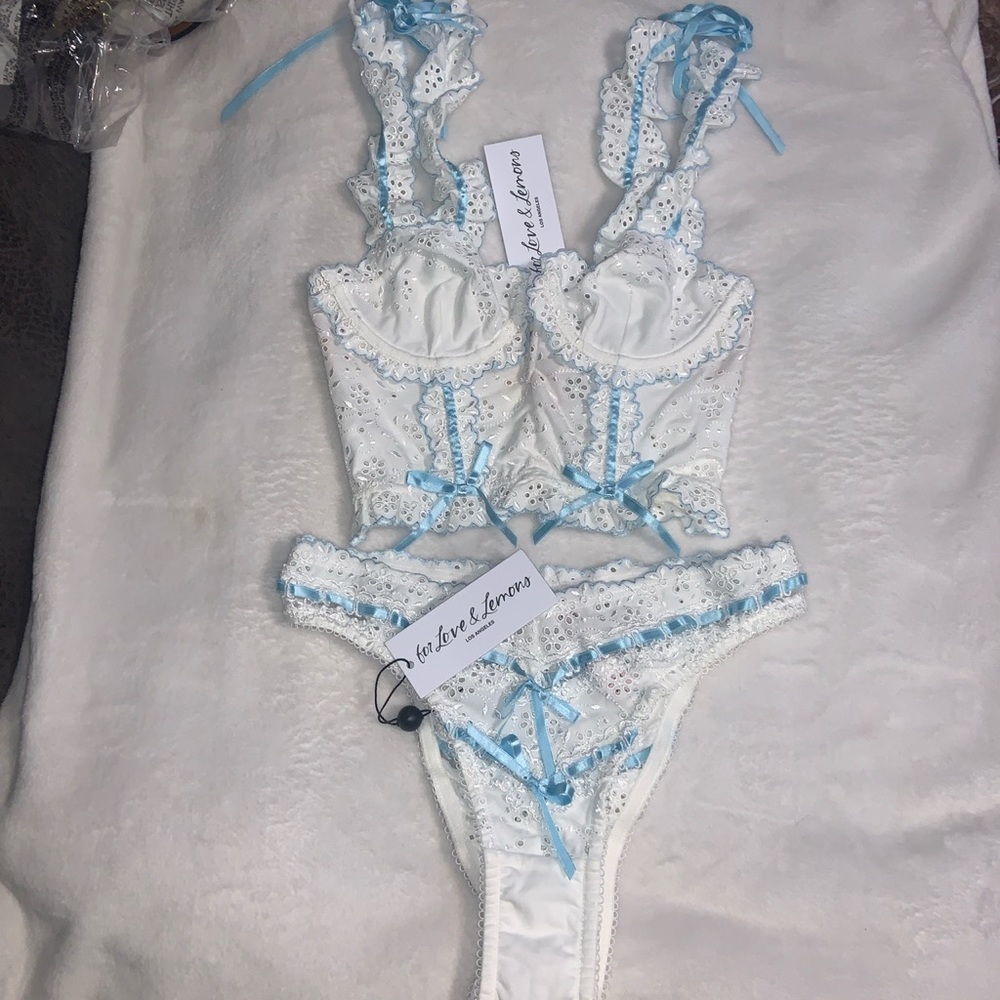 For Love & Lemons Swirl Eyelet Bustier and Panty